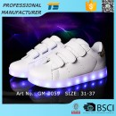 Children Kids Buckle Strap Classic Whie Make Led Leather Shoes That Light Up